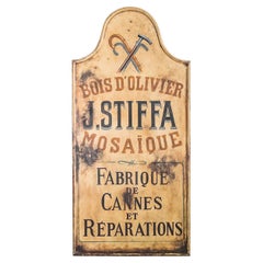 1920 French Vintage Handpainted Cane Shop Sign