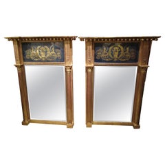 Fine Pair of English Regency Gilt Carved and Eglomise Pier Mirrors