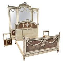 Antique Bardié in Bordeaux, Louis XVI Style Lacquered Bedroom Set, 19th Century 