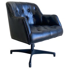Jens Risom Leather Swivel Chair for B.L Marble, 1960's