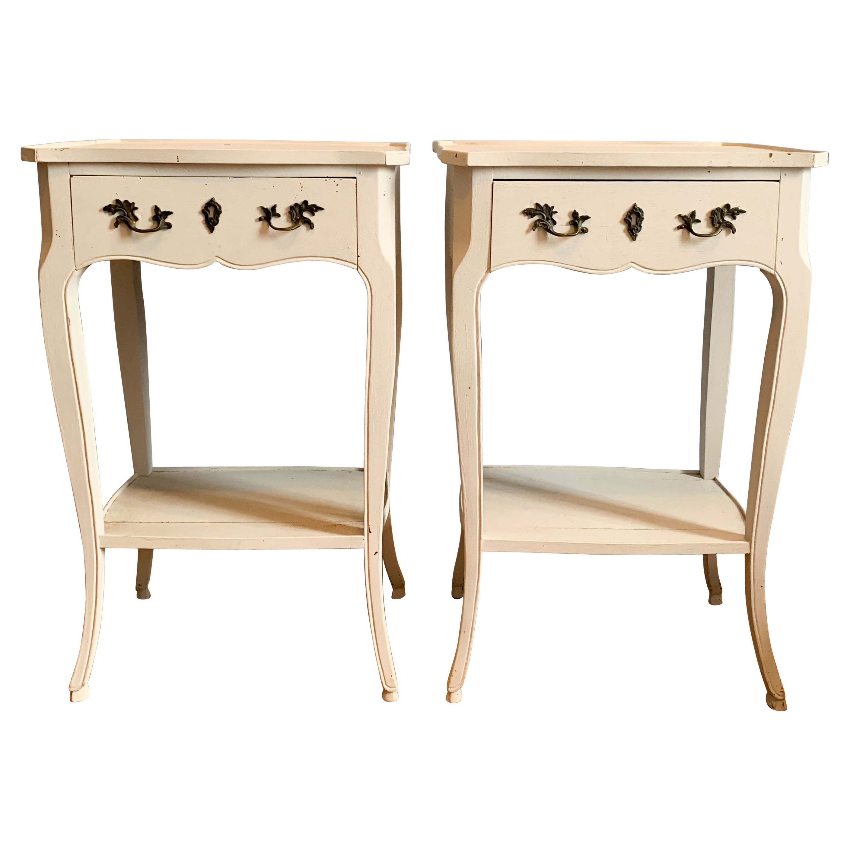 Pair of Nightstands Lacquered Wood Louis XV Style