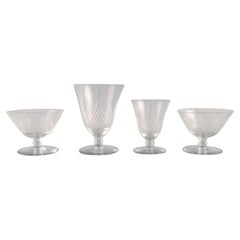 Vintage Saint-Louis, France, Four Glasses in Clear Mouth-Blown Crystal Glass, 1930s