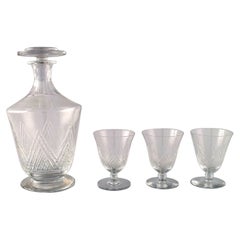 Saint-Louis, France, Sherry Set in Clear Mouth-Blown Crystal Glass