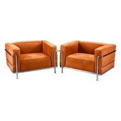 Pair of 'LC3' Lounge Chairs by Le Corbusier for Cassina, Signed