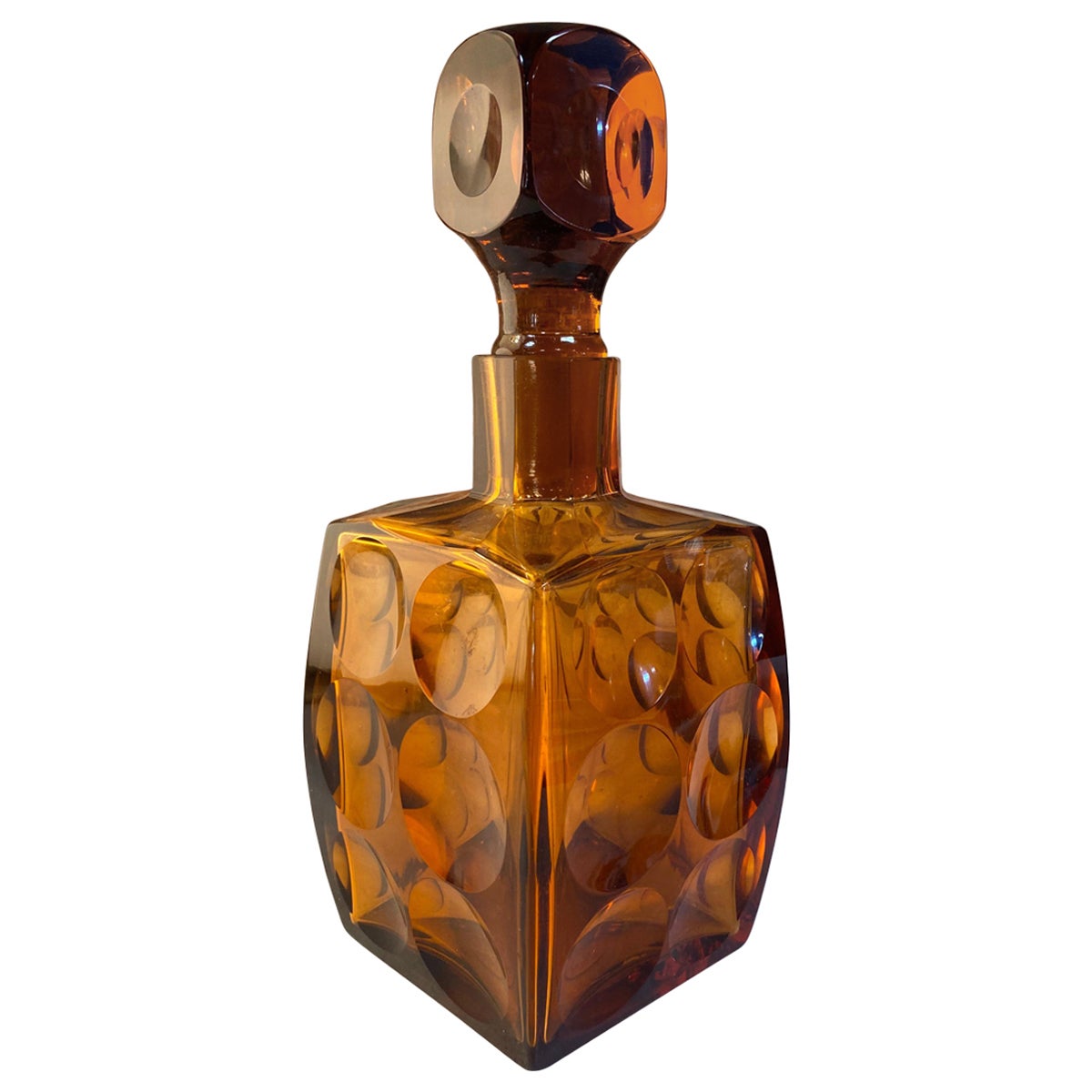 Beautiful Italian Red Crystal Decanter / Bottle, 1960s