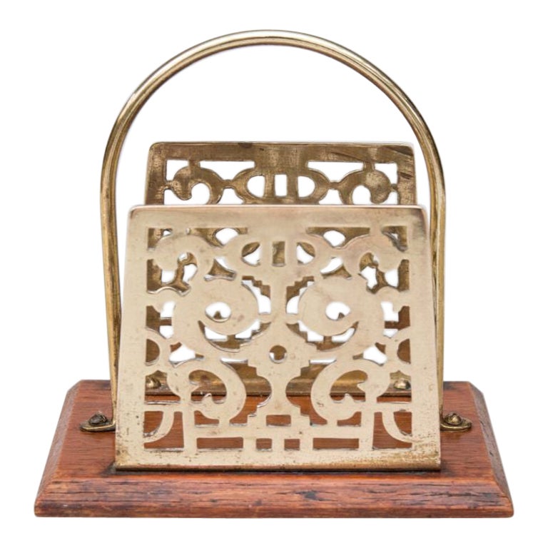 19th Century English Oak & Brass Letter Rack Holder by William Tonks & Sons
