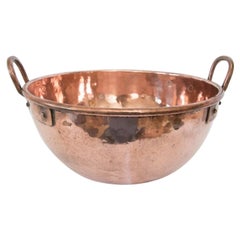 Large 19th-Century French Hammered Copper Tempering Bowl