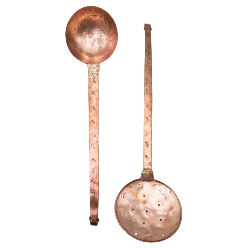 New 4 x SET of Copper Utensils Spoon Ladle Masher Steel Body Ideal Shape H:2.0CM 
