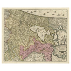 Antike Karte der Niederlande, Incl Amsterdam, Leiden und Haarlem, 1700