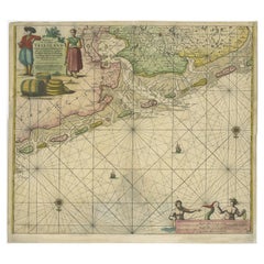 Old Decorative & Highly Detailed Sea Chart of the North Dutch-German Coast, 1681