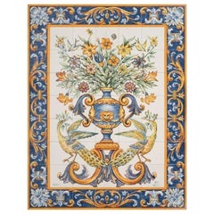 Albarrada Flower Vase Tile Mural in Pure Clay and Fine Ceramic