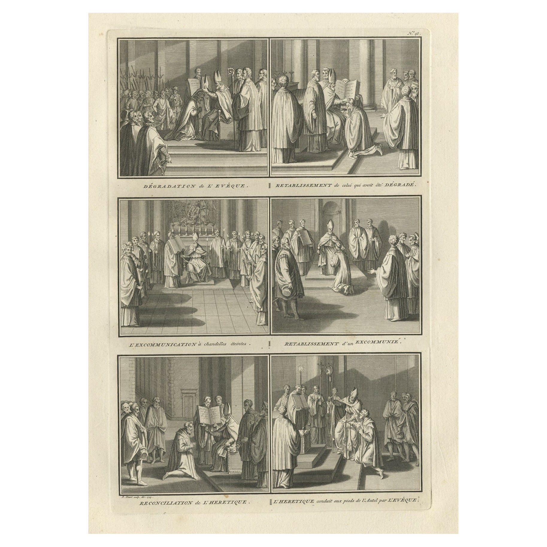 Old Religion Print Showing Six Roman Catholic Habits, Rituals & Ceremonies, 1723 For Sale