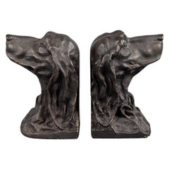 Vintage Cast Iron Irish Setter Dogs Bookends, a Pair