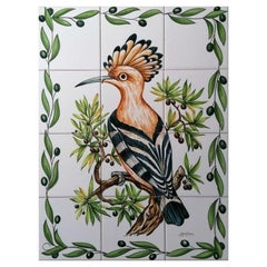 Hoopoe Tile Mural in Pure Clay and Fine Ceramic