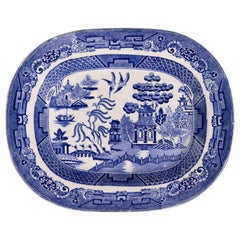 Antique 19th Century English Staffordshire Blue Willow Platter