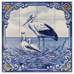 Storks Tile Mural in Pure Clay and Fine Ceramic