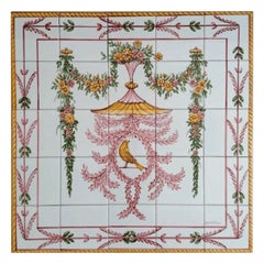 Floral Birdhouse Tile Mural in Pure Clay and Fine Ceramic