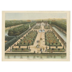 Rare Chromolithograph of An Estate with Garden in the 18th Century, ca.1900
