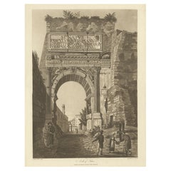 Grande aquatinte de l'Arche de Titus, située sur la Via Sacra, Rome, Italie, 1820