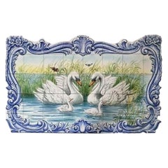 Swans Ceramic Tile Mural, Decorative Wall Tiles, Portuguese Tiles Azulejos