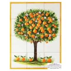 Orange Tree Tile Mural, Decorative Ceramic Wall Tiles for Indoor or Outdoor Use