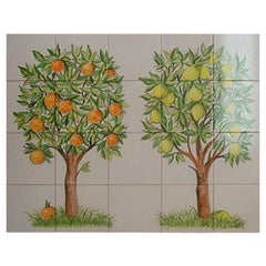 Lemon and Orange Trees Tile Mural, Indoor or Outdoor Decorative Wall Tiles