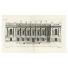 Old Engraving of Burlington House, Piccadilly in Mayfair, London, England, 1725