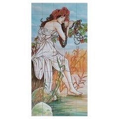 Nymph Hand Painted Tile Mural, Decorative Ceramic Wall Tiles, Azulejo Tiles