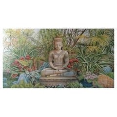 Buddha Hand Painted Tile Mural, Decorative Ceramic Wall Tiles, Azulejos