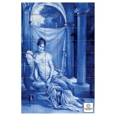 Hand Painted Tile Mural of Portrait of a Lady, Portuguese Tiles