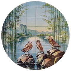 Owls Decorative Tiles, Hand Painted Tile Mural, Portuguese Wall Tiles Azulejos 