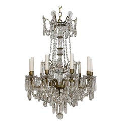 Portieux Bronze and Crystal Chandelier