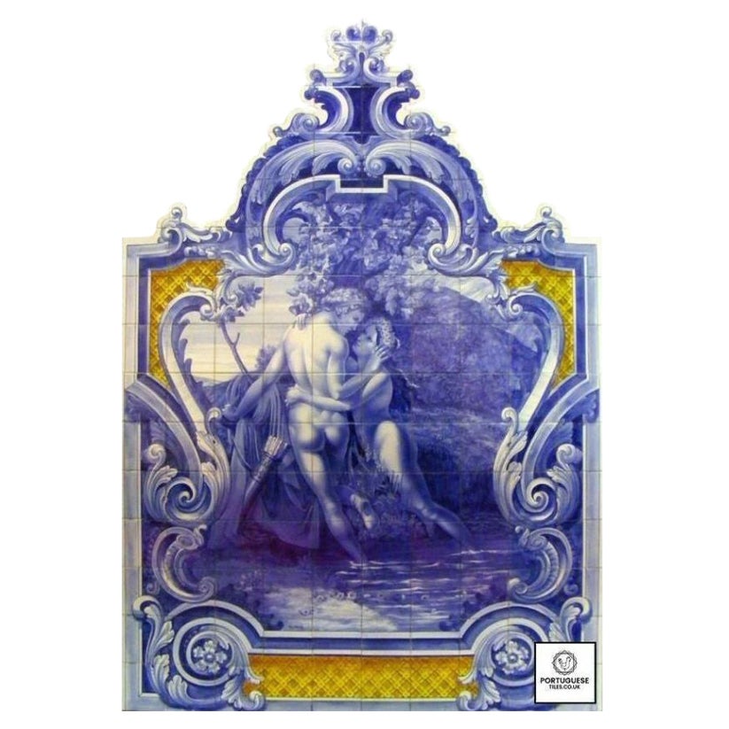Romantic Scene Hand Painted Ceramic Tile Mural, Portuguese Tiles Azulejos