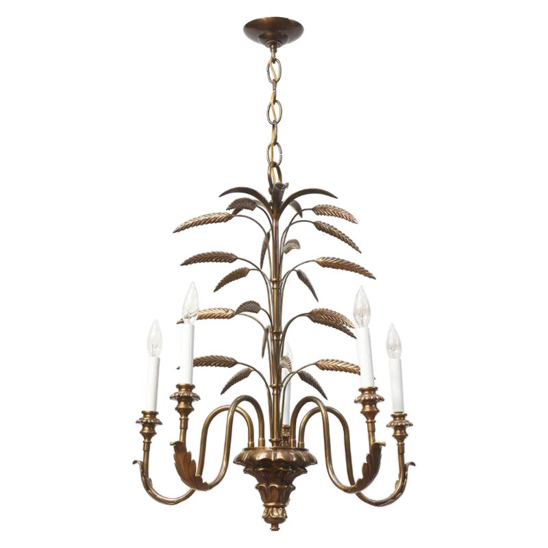 Contemporary Brass Wheat Chandelier For Sale