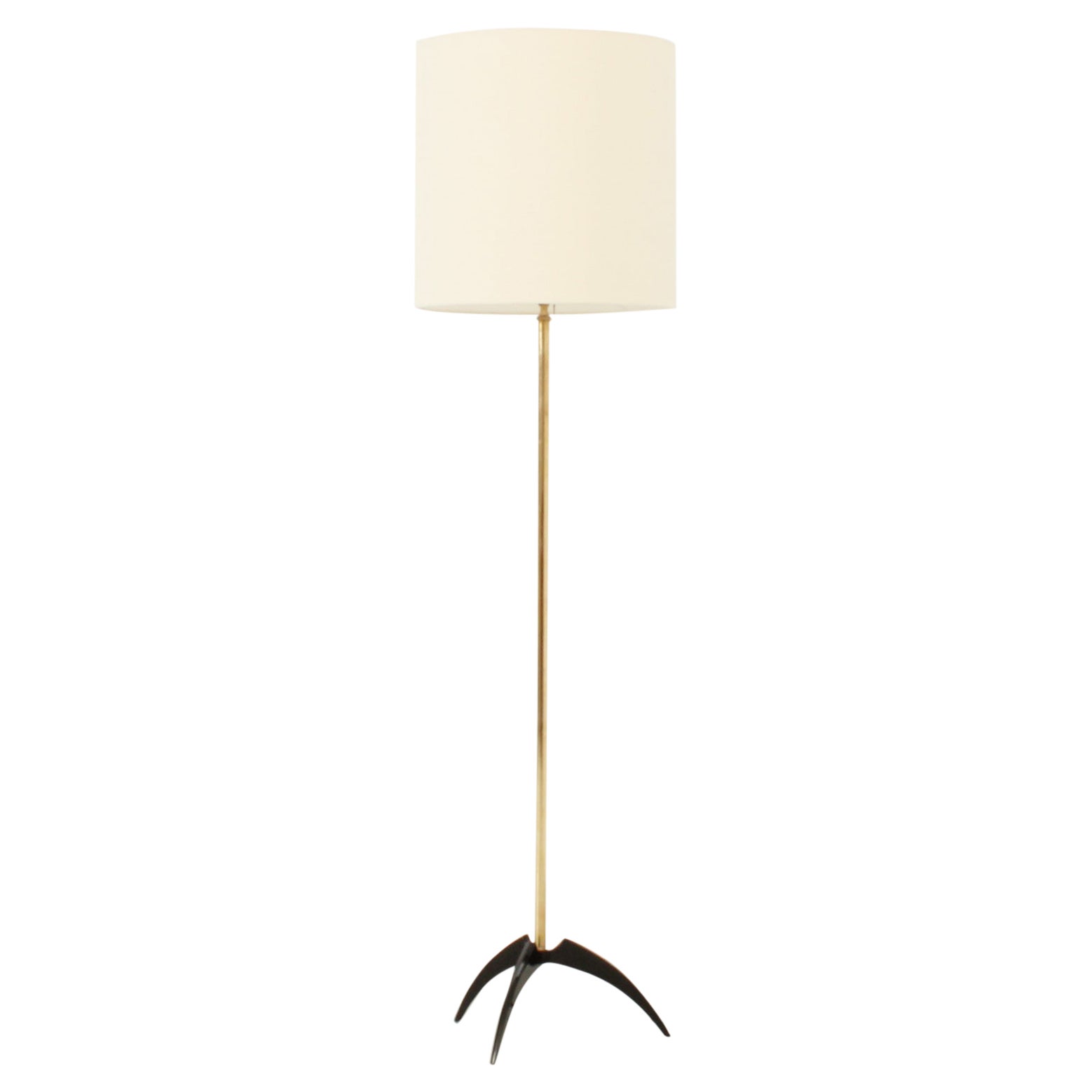 Brass and Lacquered Metal Floor Lamp from 1950's For Sale