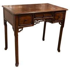 Late 19th Century Chinese Mahogany 3-Drawer Bureau Desk