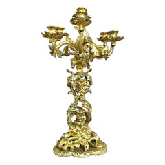 Kandelaber im Louis XV.-Stil aus Guilt-Bronze, 19. Jahrhundert