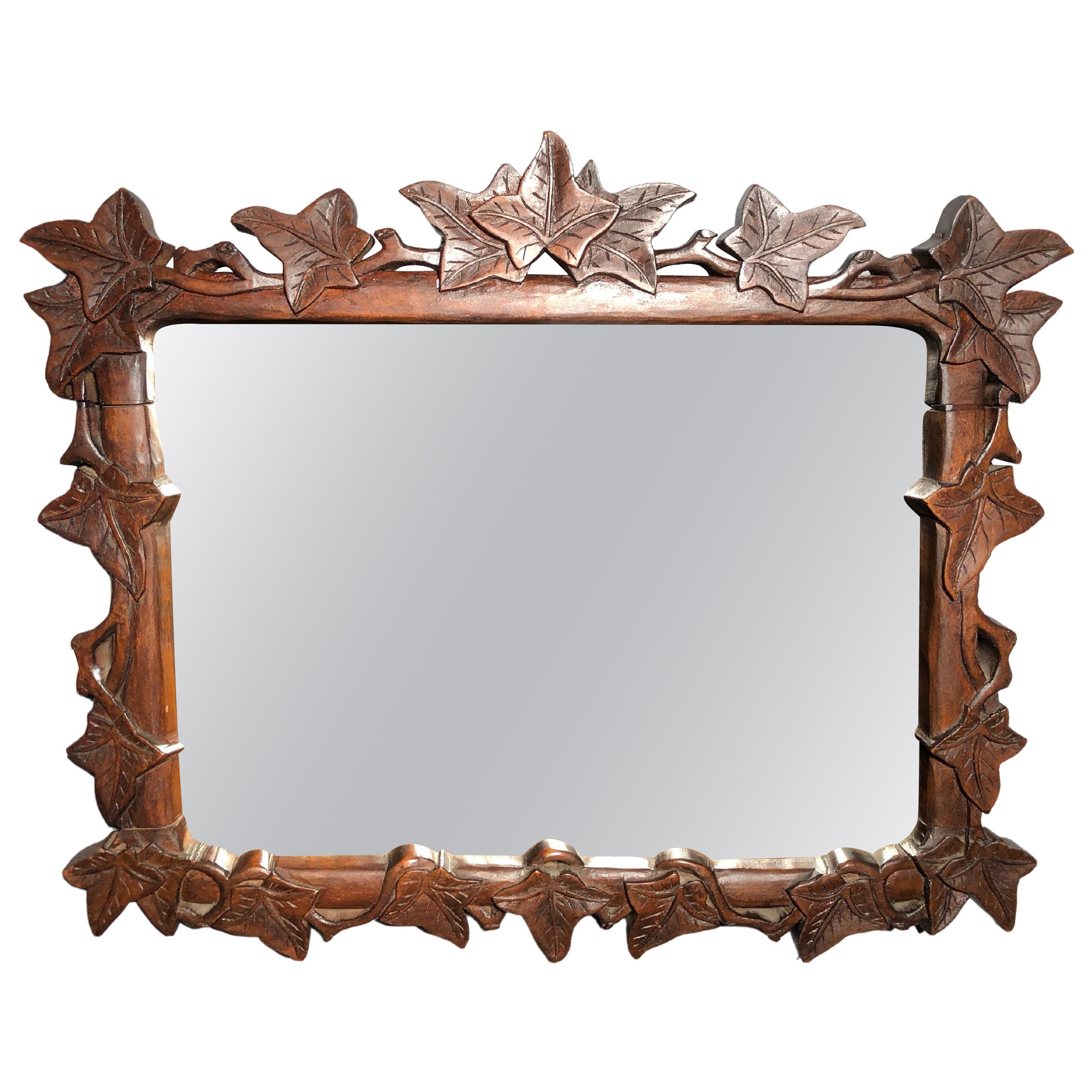 Antique Mahogany Hand Carved Victorian Wall Mirror For Sale