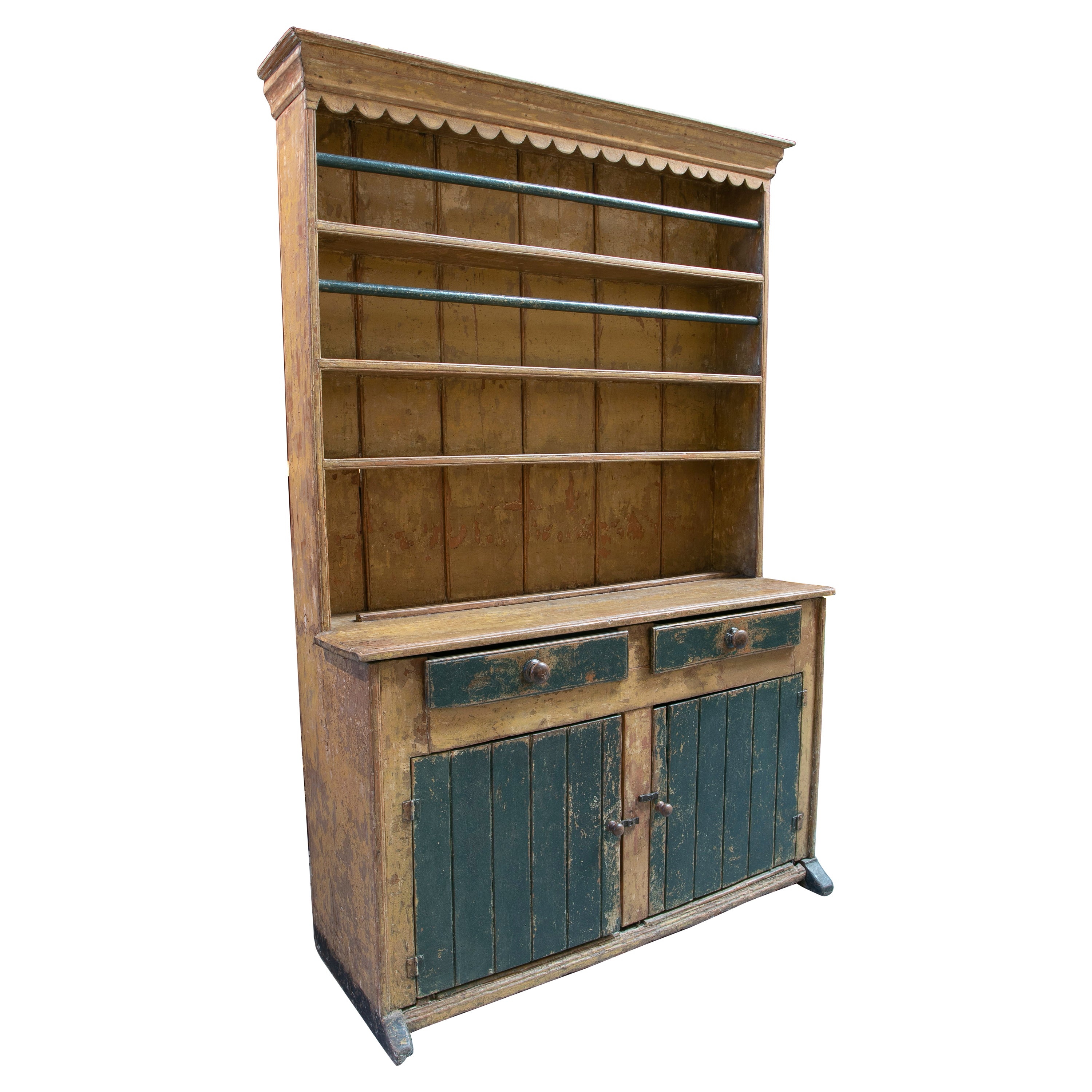 Armario Platero Español Siglo XIX 2 Puertas 2 Cajones Madera Pintada
