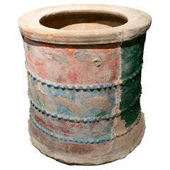 Mid-19th Century Spanish Handcrafted Painted Terracotta Water Well
