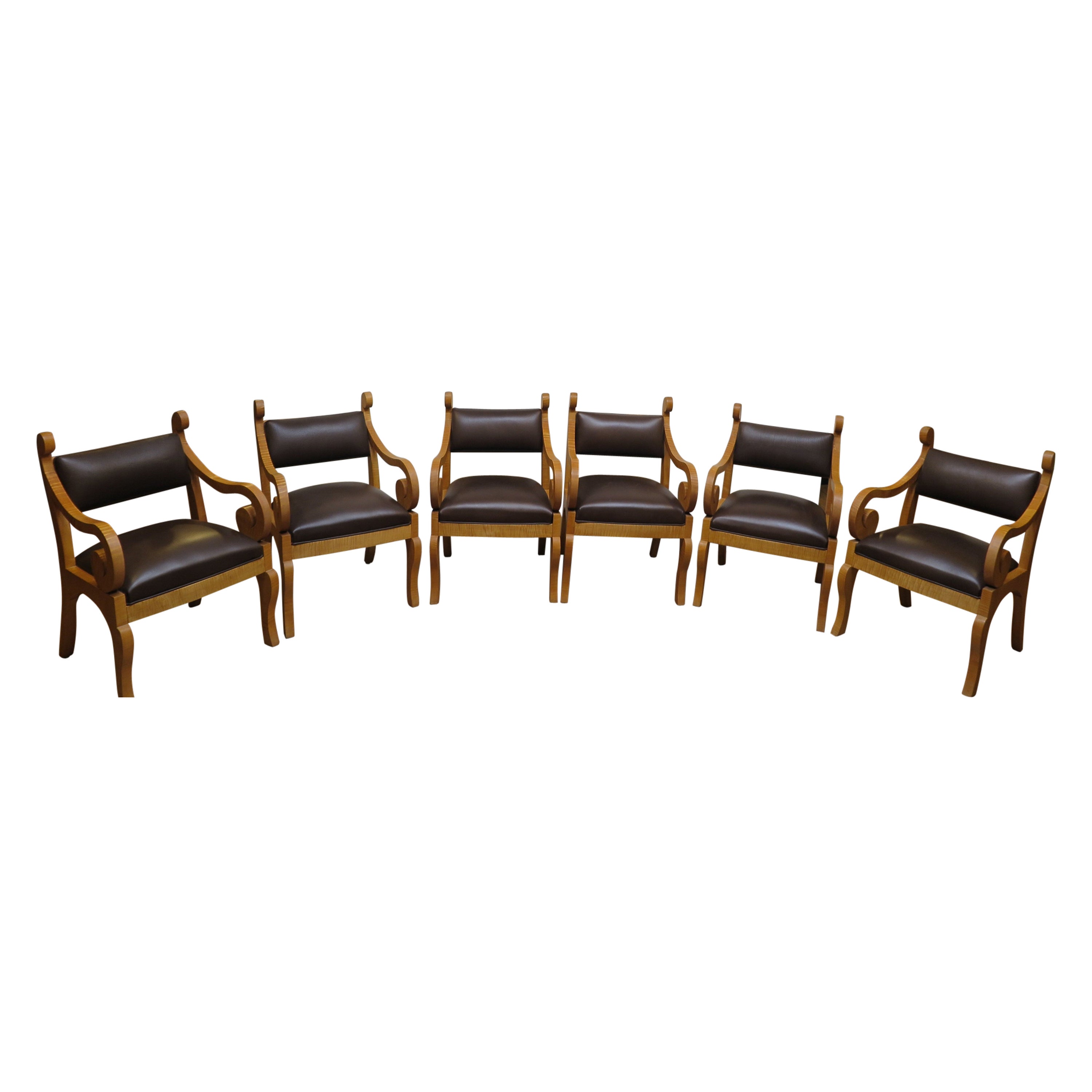 Ensemble de six chaises de salle à manger de style Biedermeier en vente