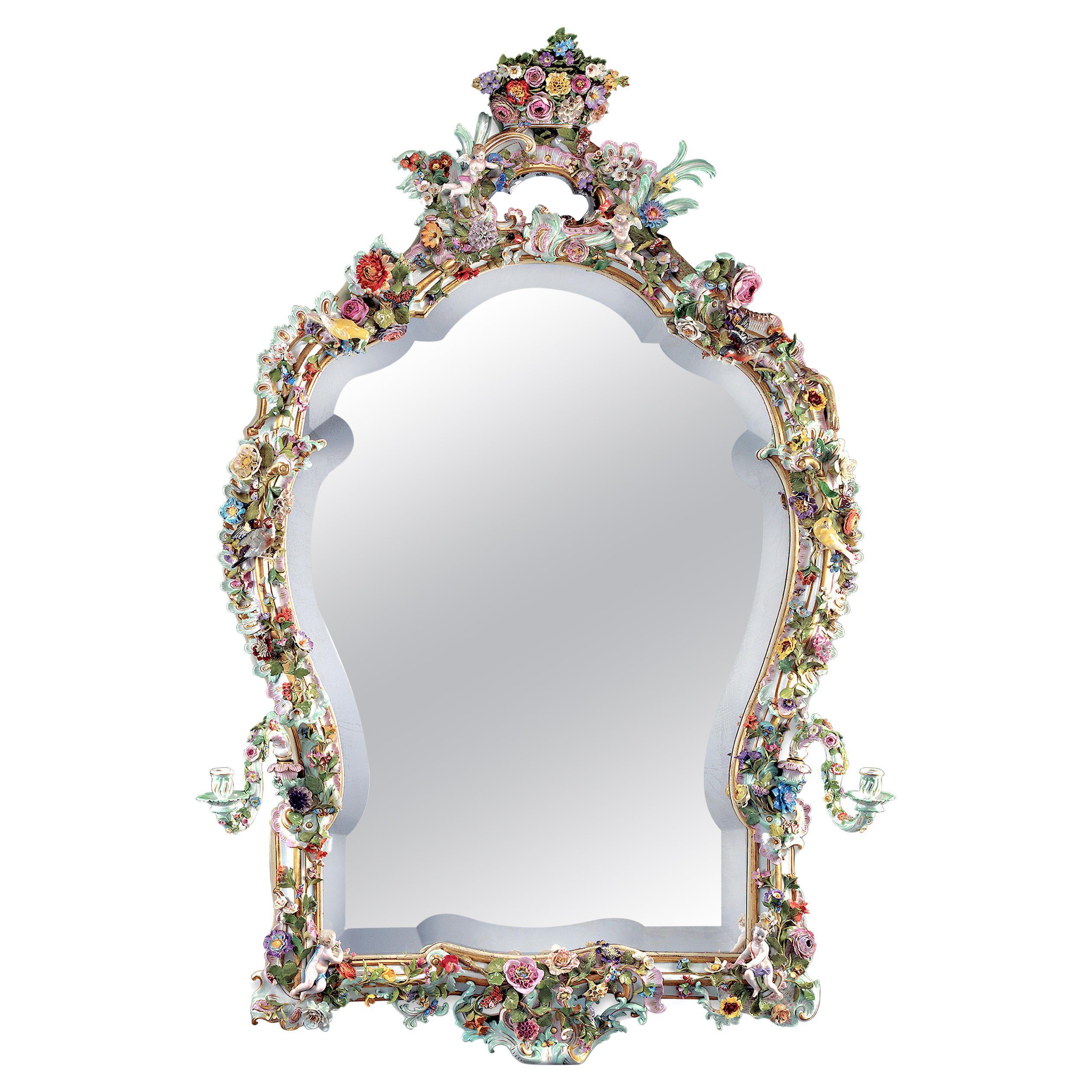 Miroir en porcelaine de Meissen