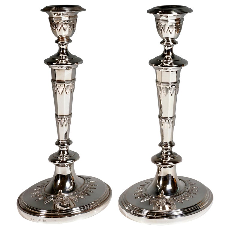 Pair Viennese Silver Art Nouveau Candle Holders by Rudolf Steiner, around 1900 For Sale