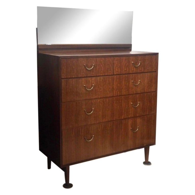 1960’s Meredew Lowboy Chest of Drawers with Vanity Mirror For Sale at