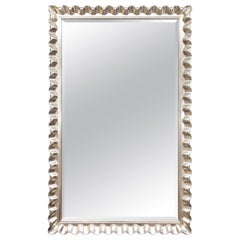 Large Italian Rectangular Scalloped Silver Gilt Mirror, 'One of a Pair'