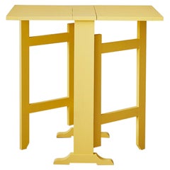 Contemporary Drop Leaf Table in Yellow Painted Wood, Belgium