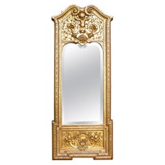 French Empire Pier Mirror, Antique Cherub Gilt, Circa 1880