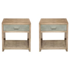 Custom Pair of Two-Tone Parchment Nightstands