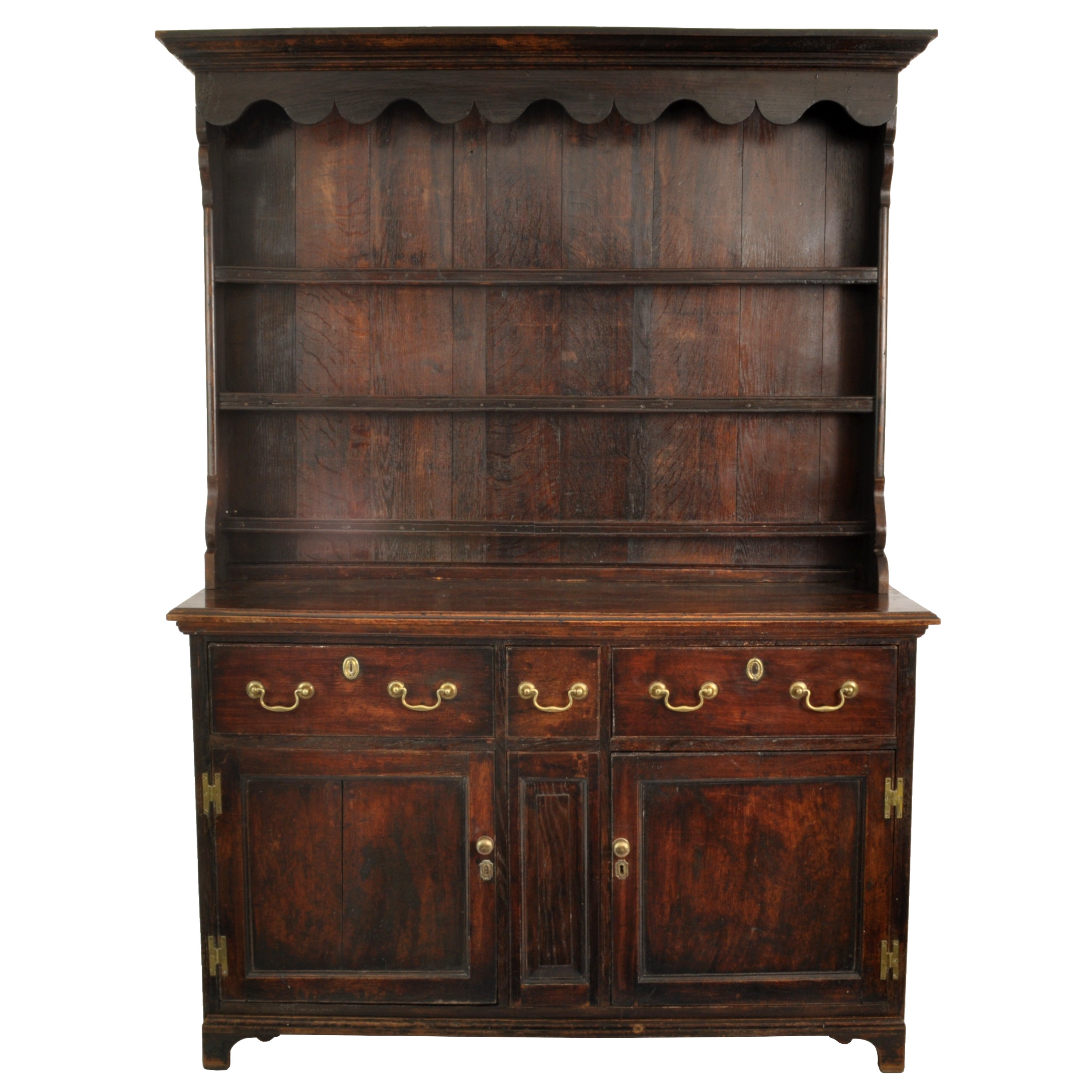 Antique Georgian 18th Century Yorkshire Oak Elm Dresser Cupboard Pot Rack 1780