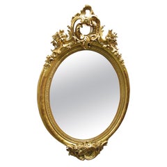 Fine 19th Century Louis XV Gilt Carved Oval Mirror